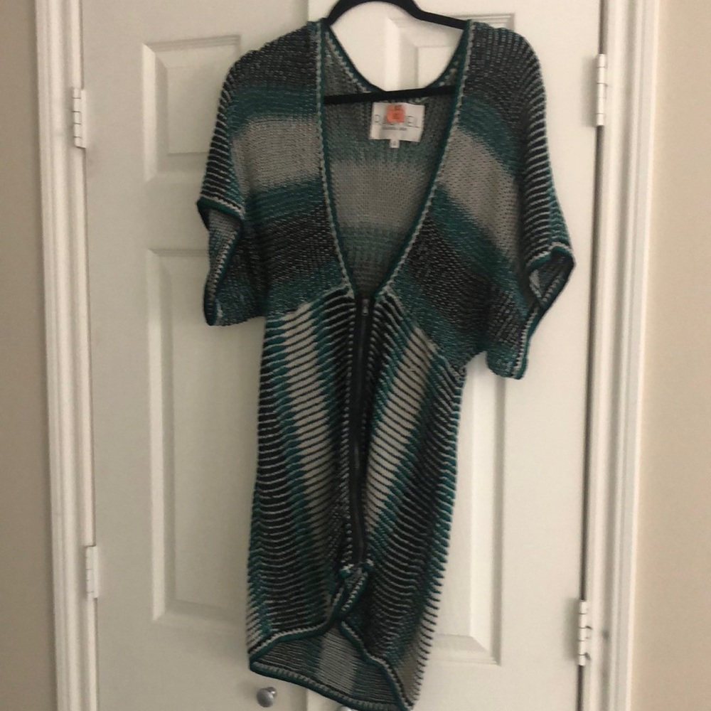Rachel Roy woven knit zip front dress